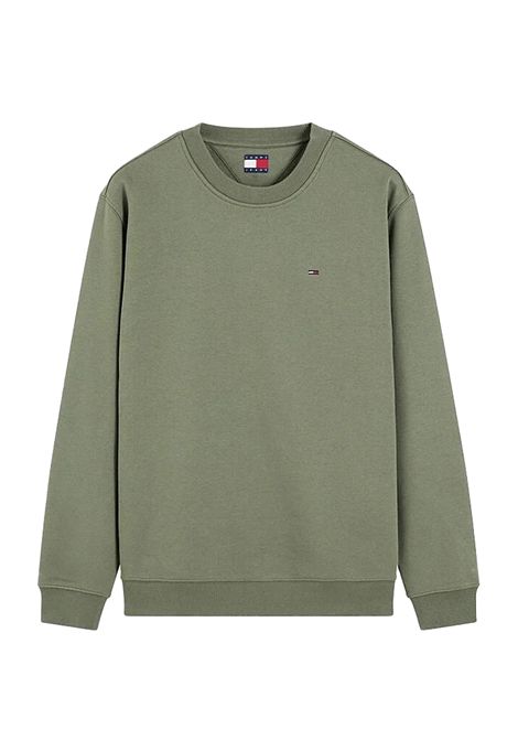 Felpa Tommy Hilfiger Reg S Flag Crew Girocollo Verde Montagna Uomo TOMMY HILFIGER | Felpe | DM0DM20741-M04